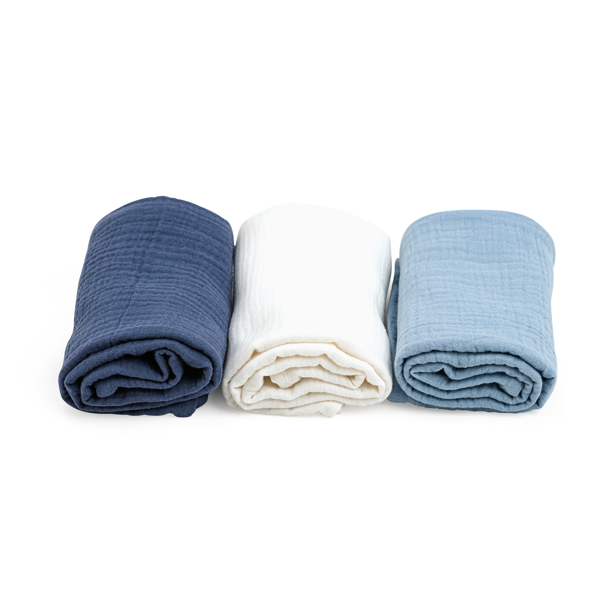 Muslin Cloth 60x60cm - Set of 3 - blue