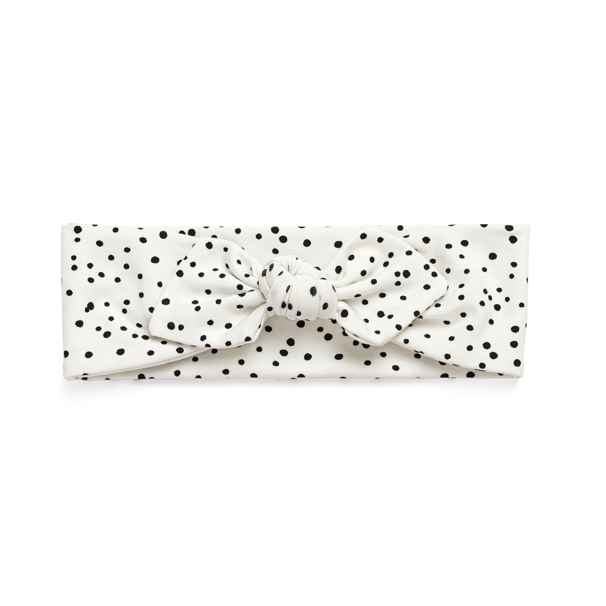 Headband with bow - white with dots