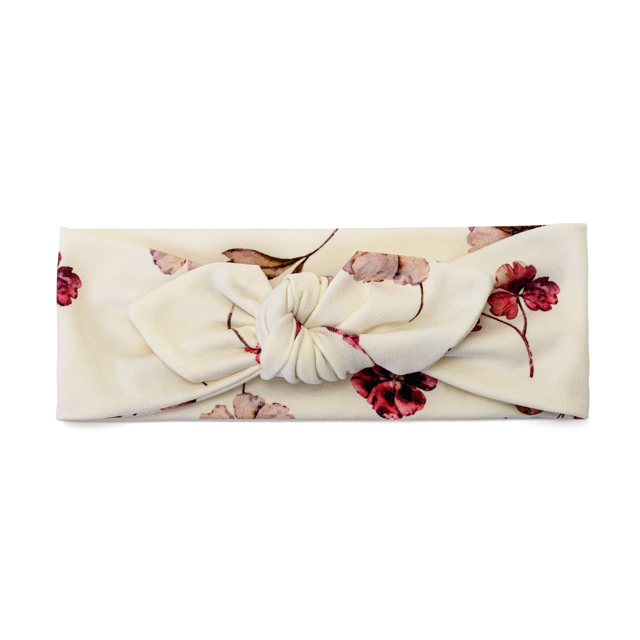 Headband with bow - bordeaux flowers