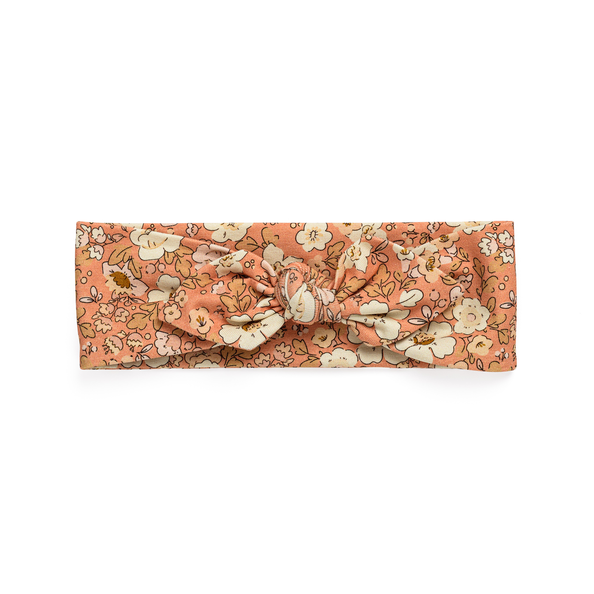 Headband with bow - orange with flowers