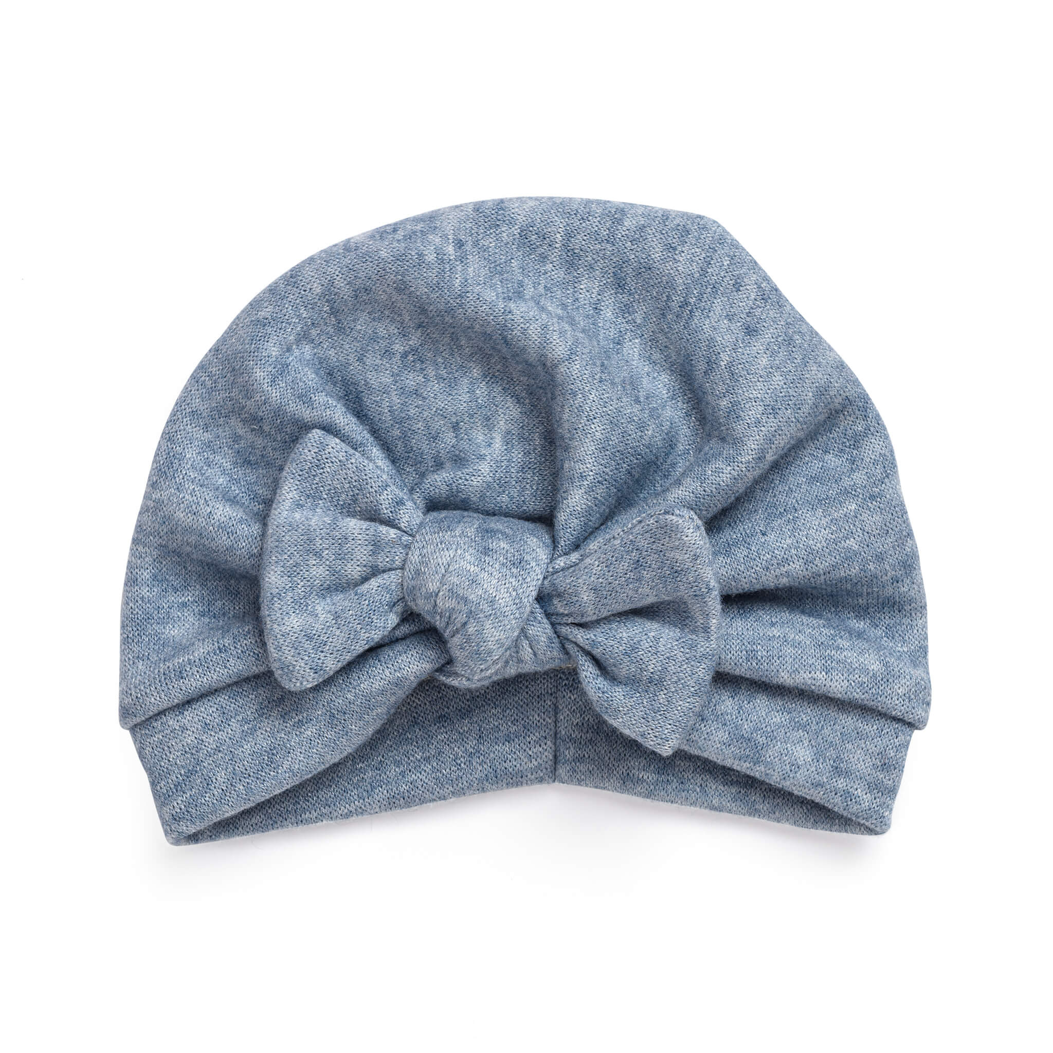Winter turban hat with bow - blue