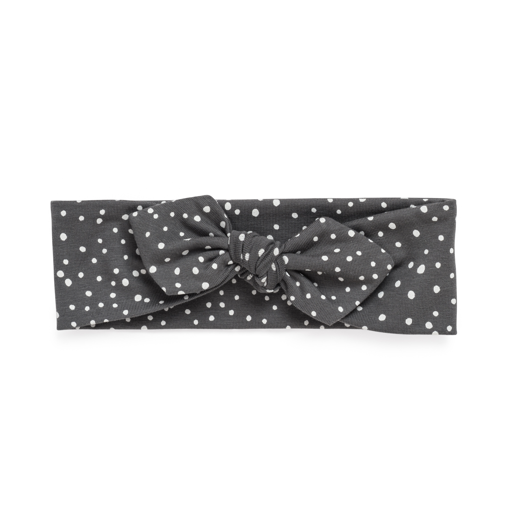 Headband with bow - gray with dots