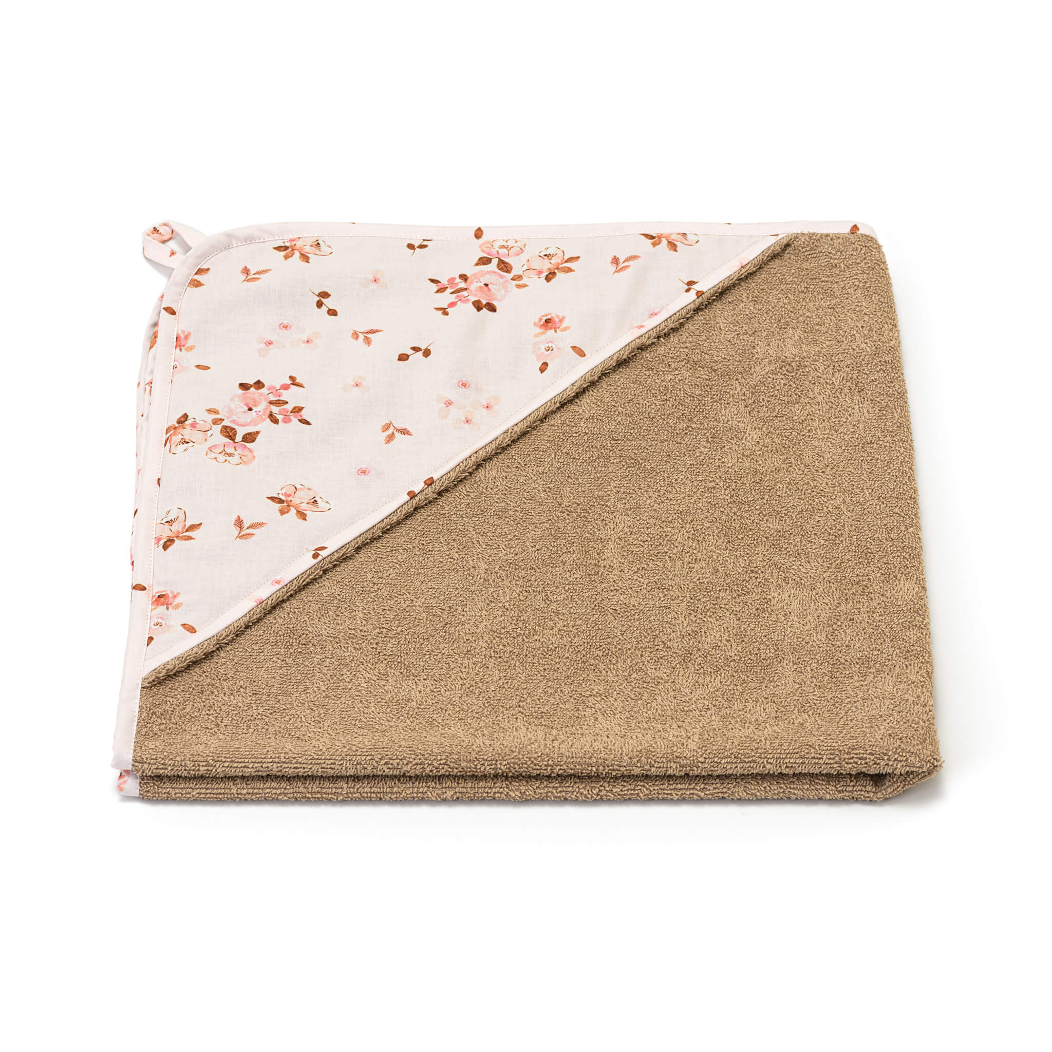 Hooded Towel 75x75 cm - Brown - Apple blossom